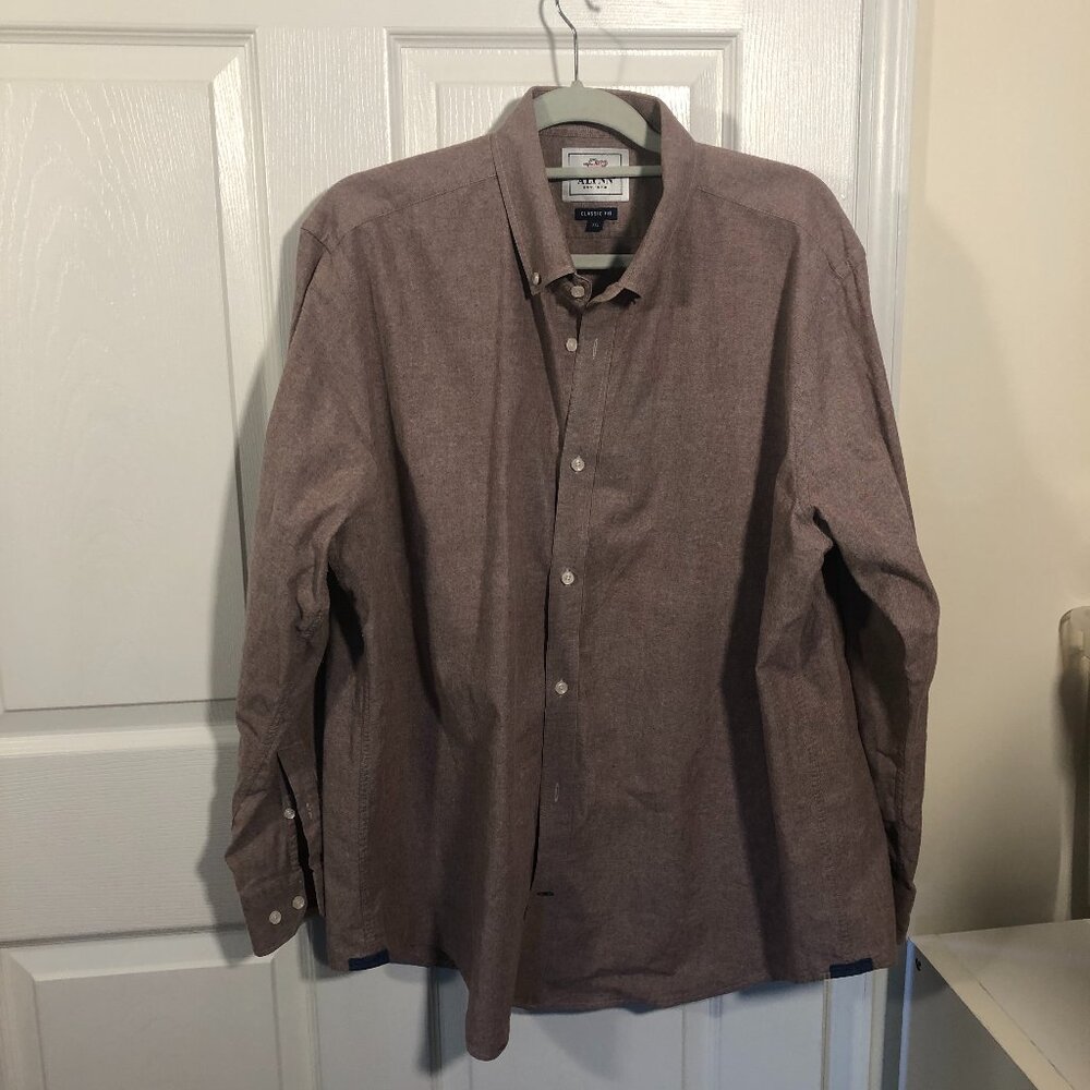 Alynn men's button down shirt classic  fit in light red, pink, size XXL